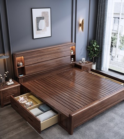 实木床现代简约家用双人主卧大床22.2m小户型1.5米储物婚床 实木床现代简约家用双人主卧大床22.2m小户型1.5米储物婚床
