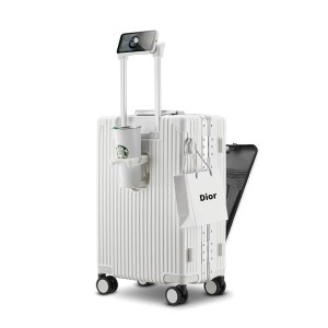 登机箱多功能前开口密码旅行箱可充电拉杆箱