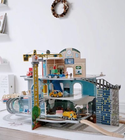 Children's train track toys, electric fantasy mining, multi-layer set, baby wooden model puzzle Children's train track toys, electric fantasy mining, multi-layer set, baby wooden model puzzle