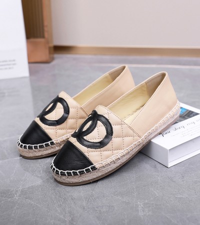 真皮女鞋春季新款草编麻底羊皮渔夫鞋女款小香风平底休闲单鞋 真皮女鞋春季新款草编麻底羊皮渔夫鞋女款小香风平底休闲单鞋
