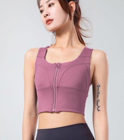 Large size sports vest type wear summer beauty back fitness yoga bra front zipper shock-proof sports underwear women Large size sports vest type wear summer beauty back fitness yoga bra front zipper shock-proof sports underwear women