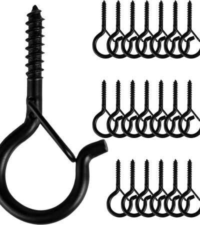 20 Q-shaped hooks, outdoor string light screw hooks, safety buckle design, easy to disassemble 20 Q-shaped hooks, outdoor string light screw hooks, safety buckle design, easy to disassemble