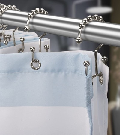 Shower curtain hook, shower curtain ring anti rust metal double sliding shower hook ring, suitable for bathroom shower rod curtains, a set of 12 hooks Shower curtain hook, shower curtain ring anti rust metal double sliding shower hook ring, suitable for bathroom shower rod curtains, a set of 12 hooks