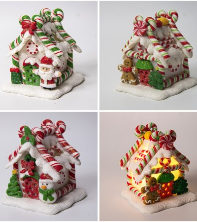 圣诞装饰品创意软陶圣诞小房子LED发光摆件圣诞屋景观圣诞节装饰 圣诞装饰品创意软陶圣诞小房子LED发光摆件圣诞屋景观圣诞节装饰