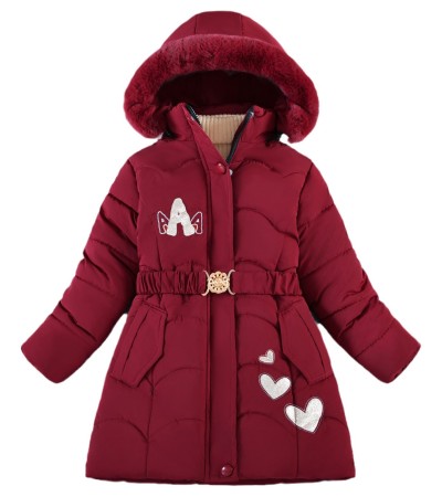 Medium length children's fleece thickened warm winter coat Medium length children's fleece thickened warm winter coat