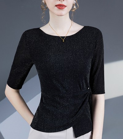 Summer dress new women's crew-neck gauze T-shirt Summer dress new women's crew-neck gauze T-shirt