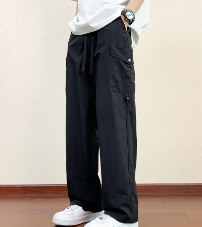 Summer lightweight straight-leg ice silk work pants
