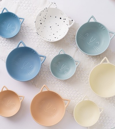 碗陶瓷 家用沙拉碗可爱卡通碗ins简约甜品碗带木架猫碗北欧 碗陶瓷 家用沙拉碗可爱卡通碗ins简约甜品碗带木架猫碗北欧