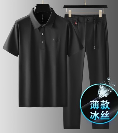 Premium Ice Silk Sports Set Men's Summer Thin Men's Set Quick Drying Breathable Casual Short Sleeve Men's Set - M Premium Ice Silk Sports Set Men's Summer Thin Men's Set Quick Drying Breathable Casual Short Sleeve Men's Set - M