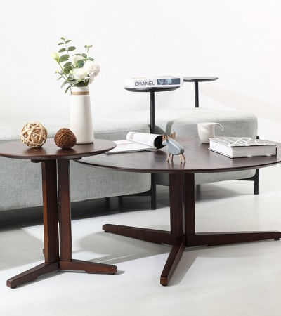 简约客厅沙发茶几胡桃色现代简约风小边几橡木边桌设计师创意家具 - 胡桃色 简约客厅沙发茶几胡桃色现代简约风小边几橡木边桌设计师创意家具 - 胡桃色
